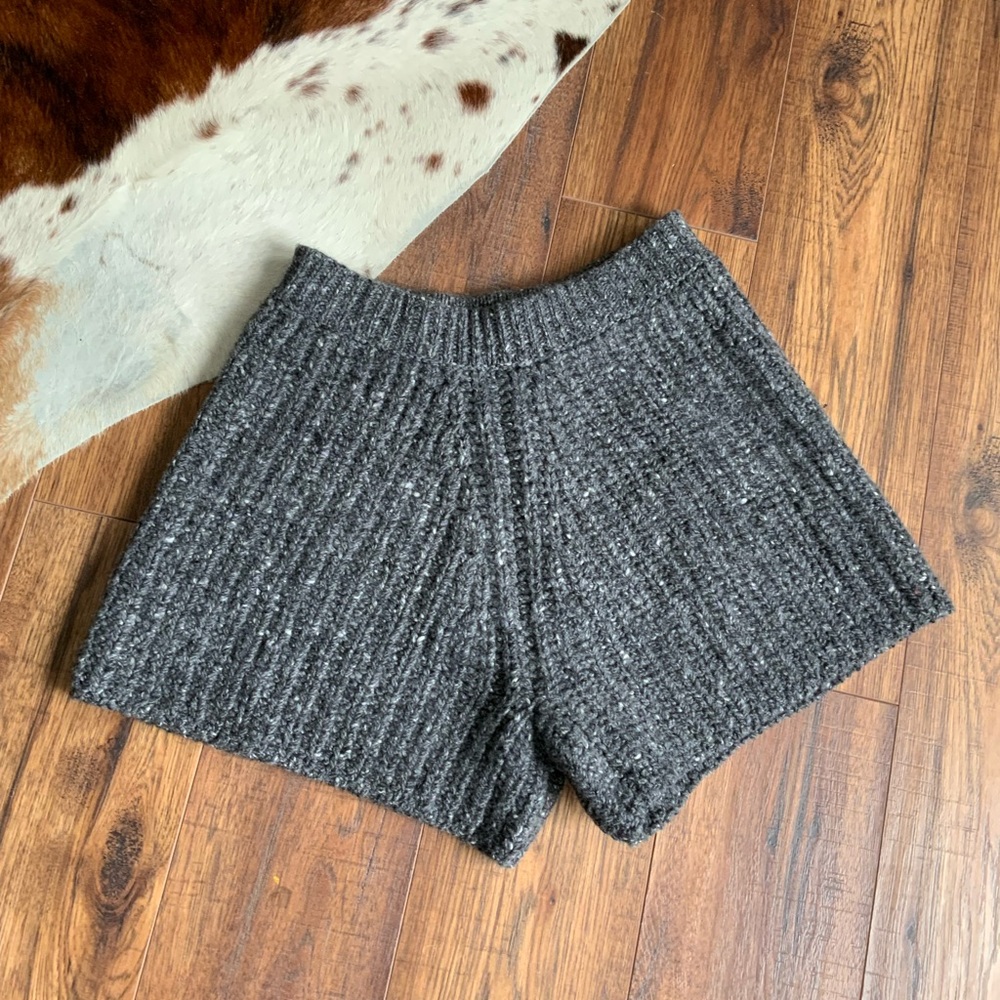 High Waist Gray Knit Women Shorts